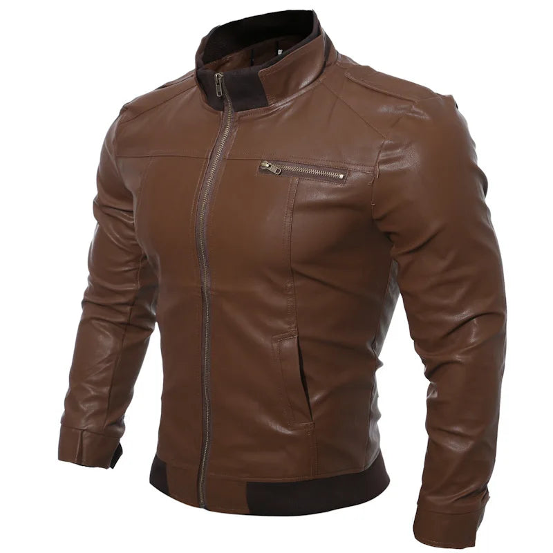 2025 Brand New Men's Motorcycle Leather Jacket Slim Men Leather Jacket Outer Wear Clothing For Male Garment Man Jackets-Style Heaven