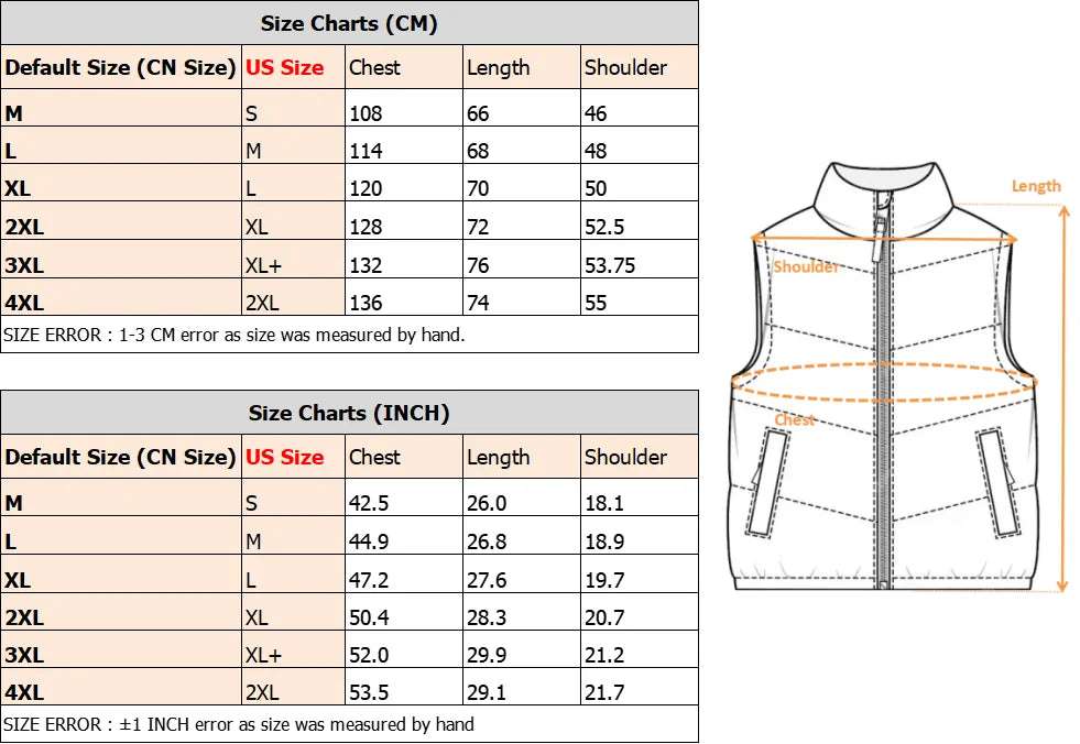 Outerwear - Lightweight Puffer Vest Mens Windproof Vest Sleeveless Vest Winter Jacket Casual Coat Warm Thicken Waistcoat Streetwear