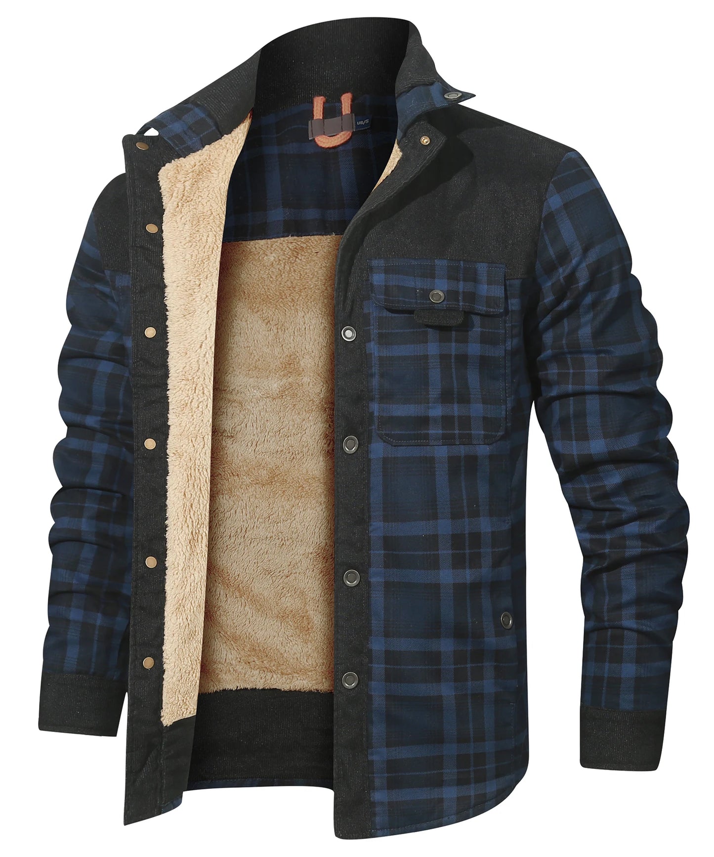 Men's Bomber Jacket Plaid Sherpa Lined Flannel Shirt Jacket - Winter Warm Button-Up-Style Heaven