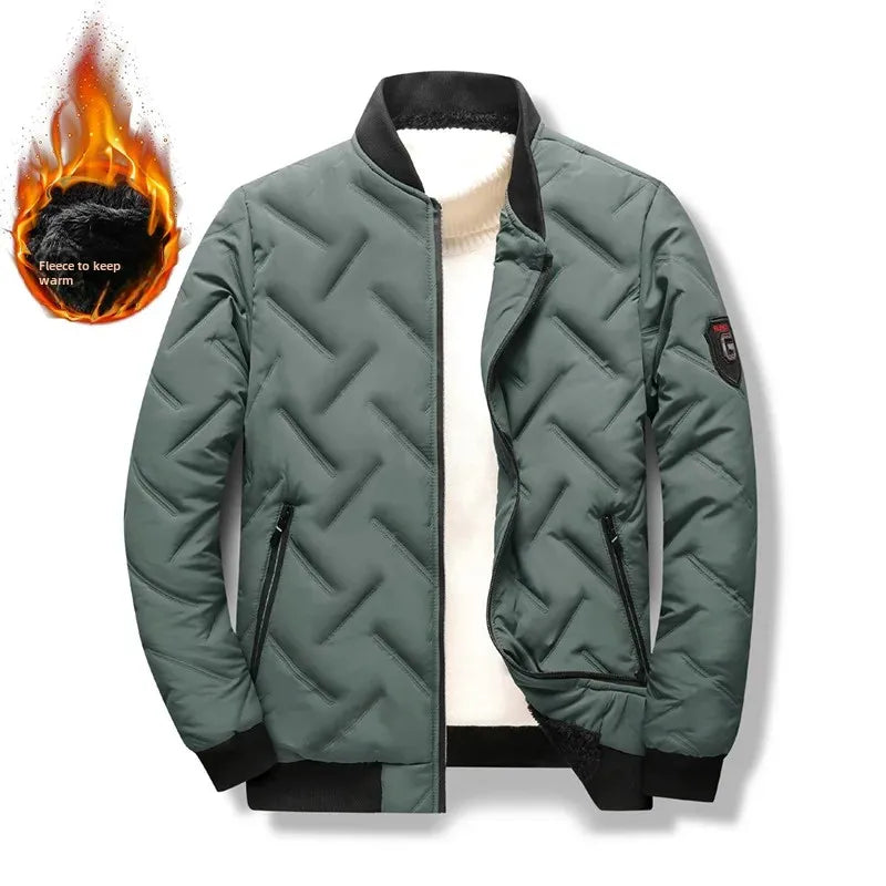 Quality Fleece-Lined Men's Jacket Autumn Winter Cotton Coat Korean Trendy Style Loose Fit Parkas For Outerwear-Style Heaven