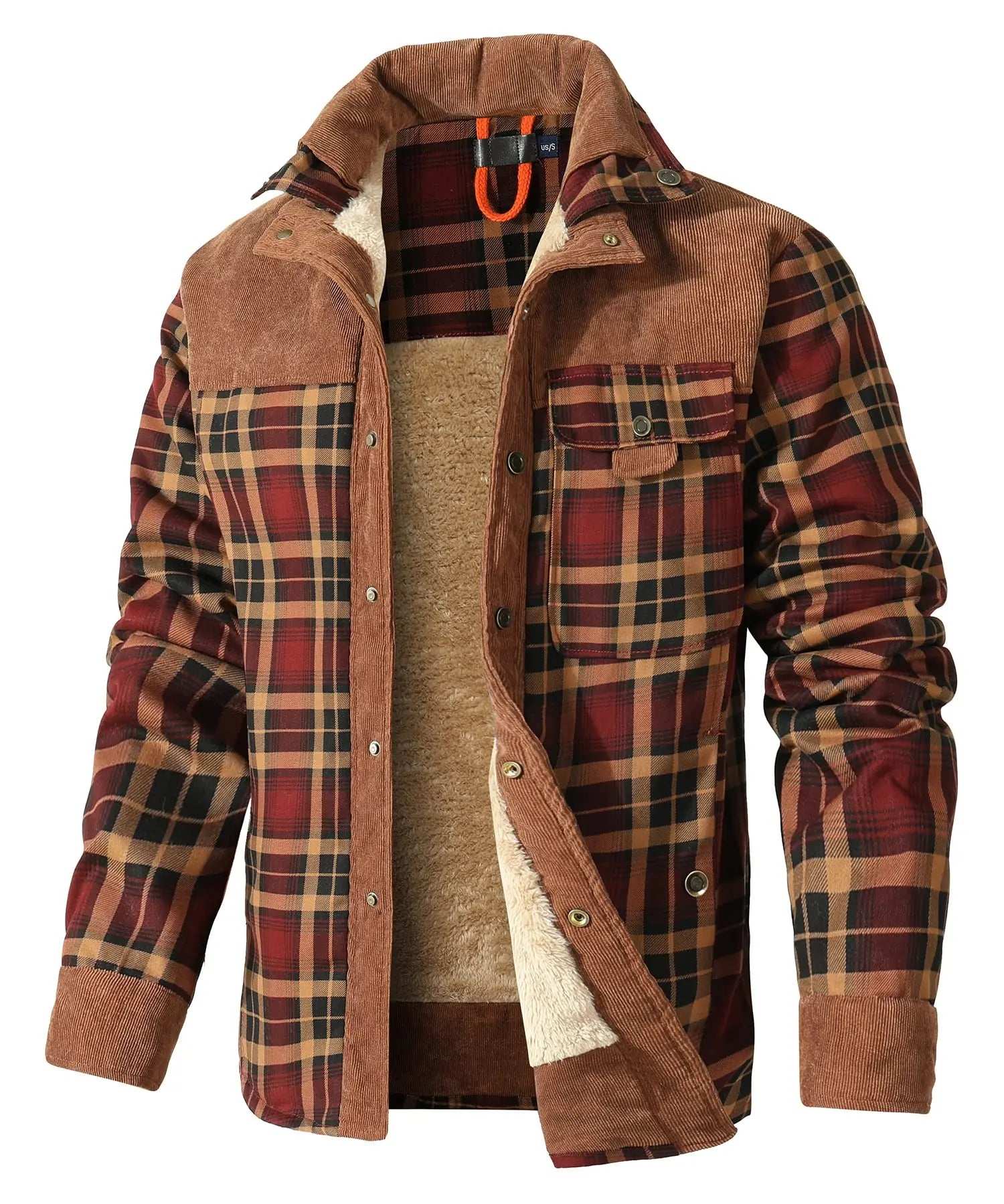 Coats & Jackets - Men's Bomber Jacket Plaid Sherpa Lined Flannel Shirt Jacket - Winter Warm Button-Up