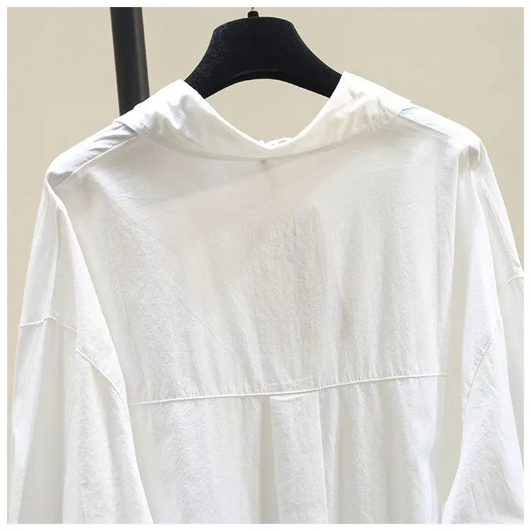 100% Pure Cotton Gradient Long Sleeved Shirt Spring Autumn New Casual Loose Loose Blouse Tops Commuting Trendy Clothes for Women-Style Heaven