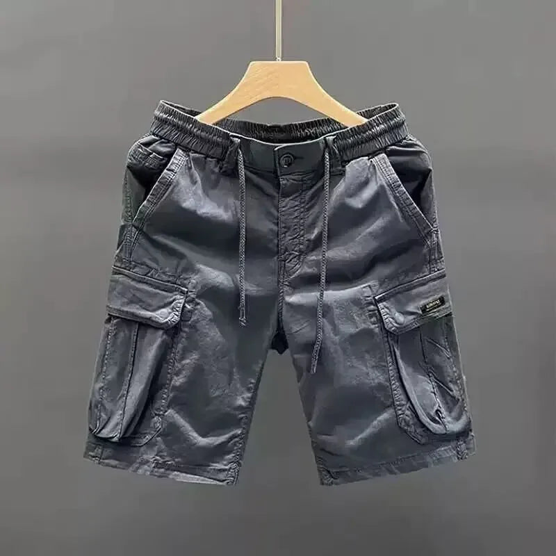 Men's Loose Fit Casual Shorts Summer Thin Section Five Piece Work Trousers Drawstring Leather Belt Straight Leg Mid Trousers Mul-Style Heaven