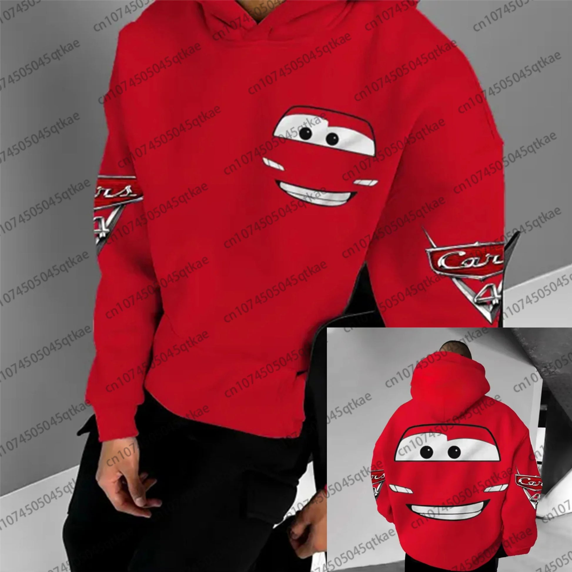 Lightning Mcqueen 95 Hooded Pullover For Men Women Winter Oversize Casual Long Sleeved Red Sweatshirt Loose Cotton Hooded Street-Style Heaven