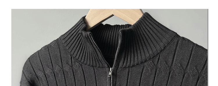 High-Neck Zipper Men's Knitted Sweater Long Sleeve Fashionable White Outerwear Casual Lazy Sle All-Match Spring Autumn-Style Heaven