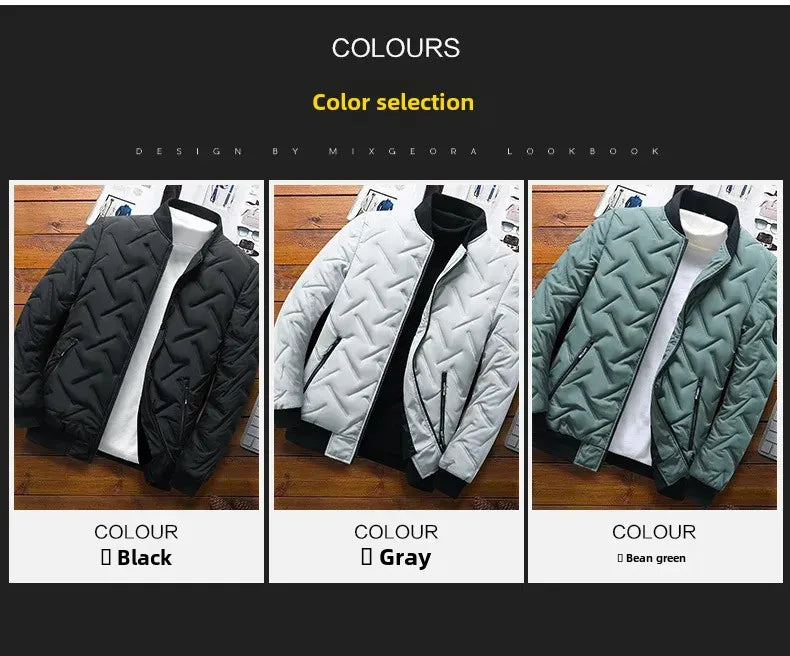 Autumn/Winter New Men's Cotton Coat Jacket 2025 Trendy Stand Collar Lightweight Warm Top Wholesale Casual Scene Regular Type-Style Heaven