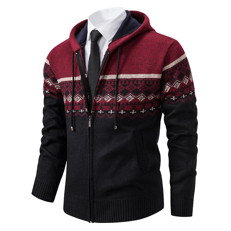 Autumn Winter Men's Sweater Coat Hooded Warm Knitted Cardigan Versatile Casual Knitted Jacket Coat M-3XL-Style Heaven