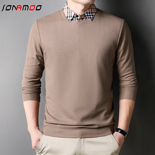 Spring and Autumn New Polo Shirt Fashion Solid Color Men's Polo Collar Top Pure Cotton Daily Long Sleeve Polo Shirt