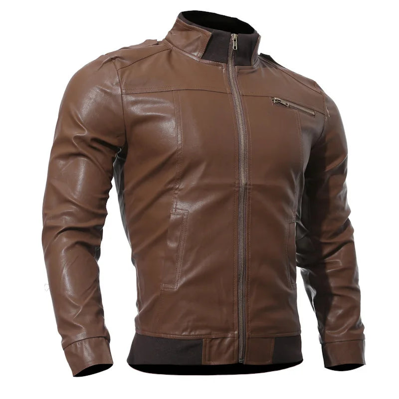 2025 Brand New Men's Motorcycle Leather Jacket Slim Men Leather Jacket Outer Wear Clothing For Male Garment Man Jackets-Style Heaven