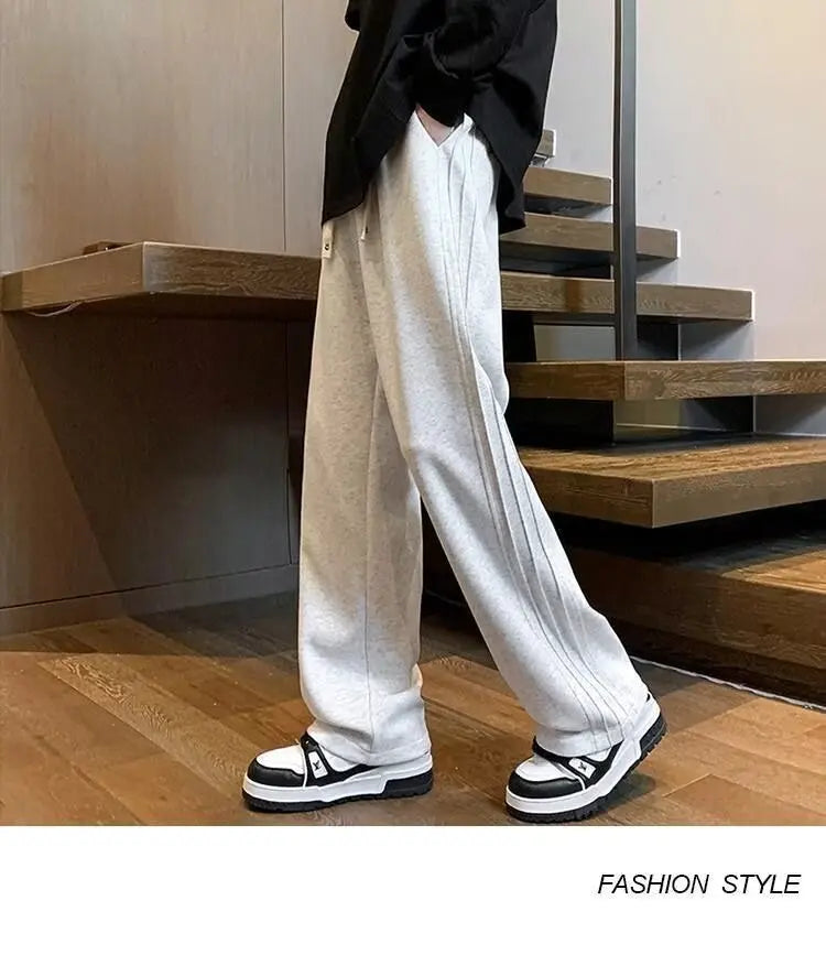 Casual Trousers Men's Spring Summer Style American Vintage Wide Leg Sports Couple Pants Draped Trousers Trendy-Style Heaven