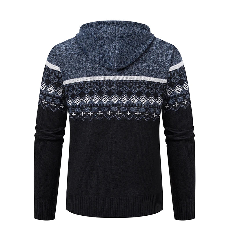 Autumn Winter Men's Sweater Coat Hooded Warm Knitted Cardigan Versatile Casual Knitted Jacket Coat M-3XL-Style Heaven