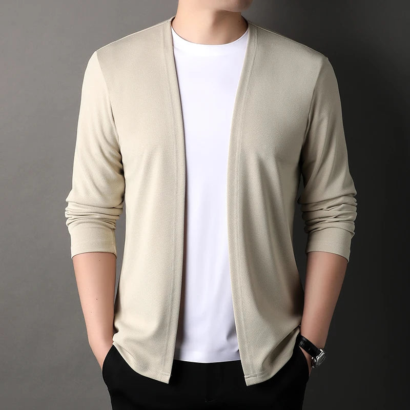 Top Quality Open New Brand Fashion Knit Mens Cardigan Thin Korean Sweater Casual Japanese Solid Coats Jacket Mens Clothing - Clothing Tops in ##color## by Style Heaven | High-Quality & Trendy Fashion