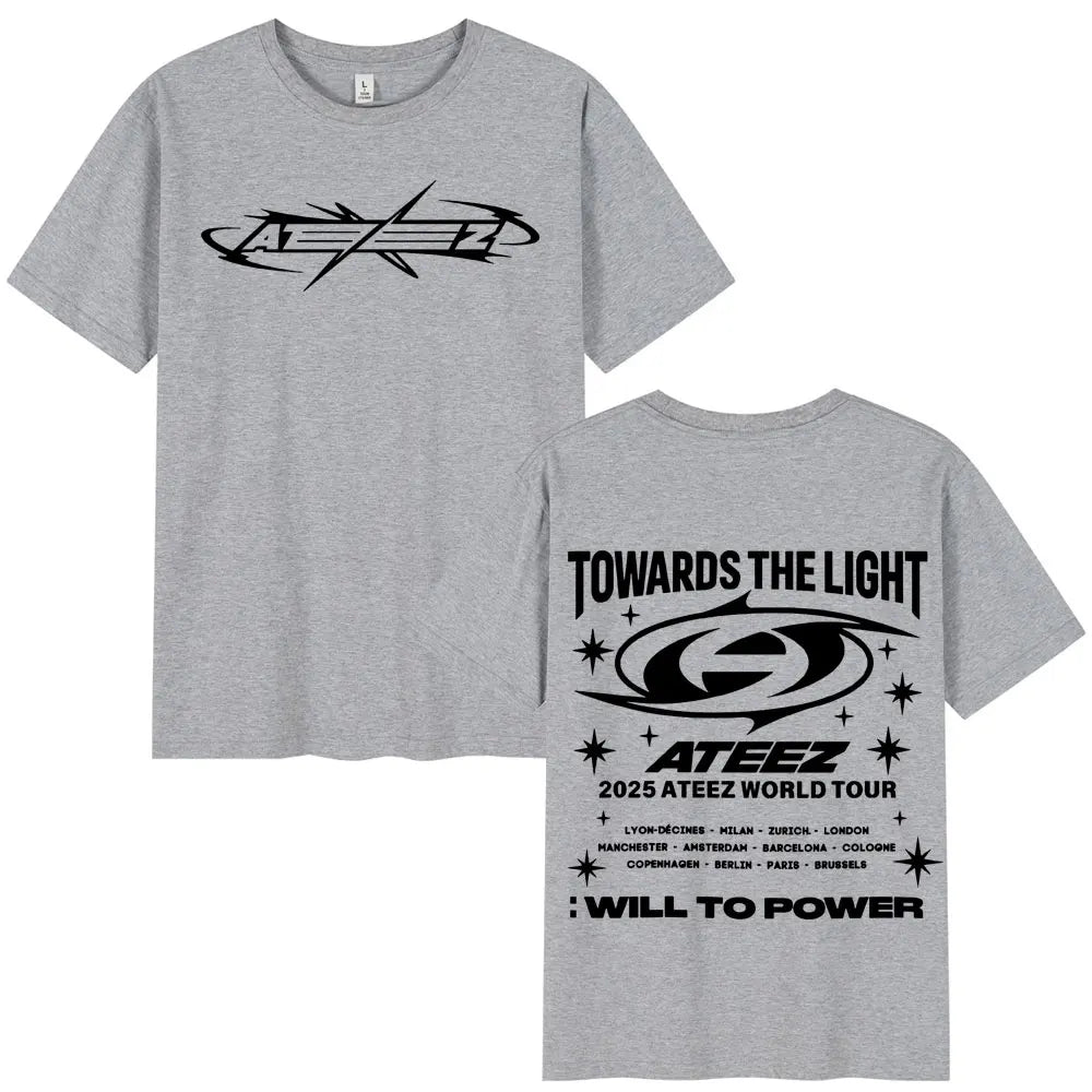 Korean Kpop 2025 Ateez World Tour Towards The Light: Will To Power T Shirt Men's Women Fashion Casual Cotton T-shirts Streetwear-Style Heaven