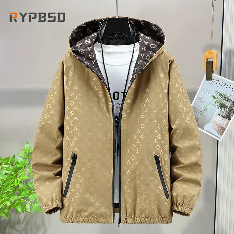 Men Lightweight Windbreaker Jacket Unisex Luxury Brand Windproof Zipper Hooded Autumn Print Fashion Streetwear Bomber Jacket Men-Style Heaven