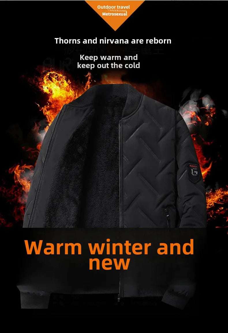 Outerwear - Quality Fleece-Lined Men's Jacket Autumn Winter Cotton Coat Korean Trendy Style Loose Fit Parkas For Outerwear