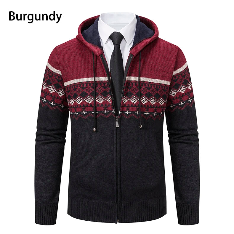 Autumn Winter Men's Sweater Coat Hooded Warm Knitted Cardigan Versatile Casual Knitted Jacket Coat M-3XL-Style Heaven