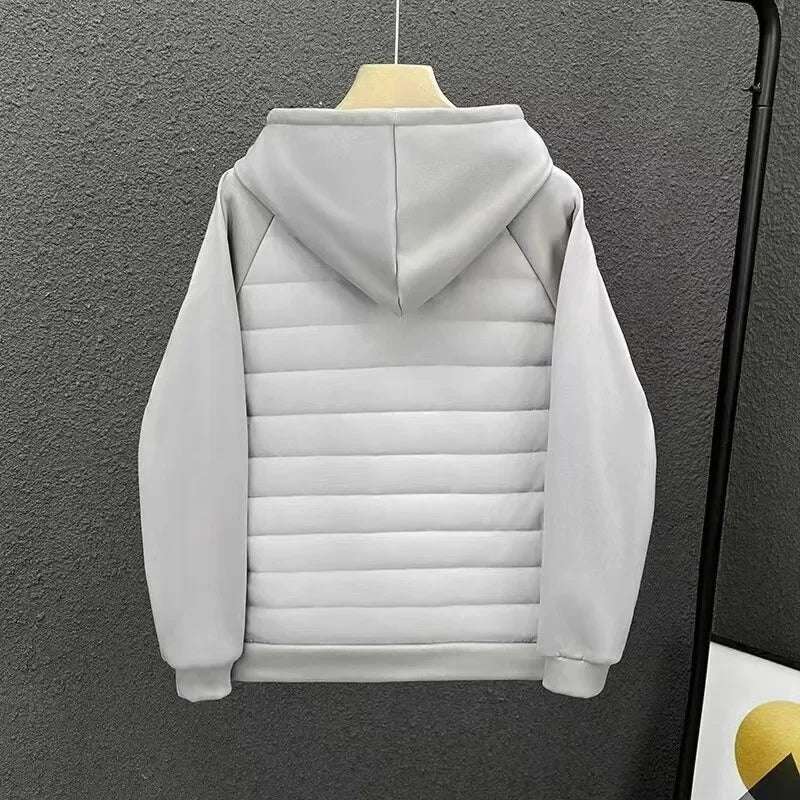 Outerwear - Hooded Solid Color Cotton Coat Jacket Grey Black Off-White Loose Fit Versatile Casual Unique Couple Style Jacket For Men