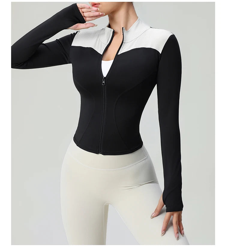 Girls Long Sleeve Activewear Running Sport Coat Slim Workout Zip Up Sleeve Sports Jacket Top Yoga Jackets for Women