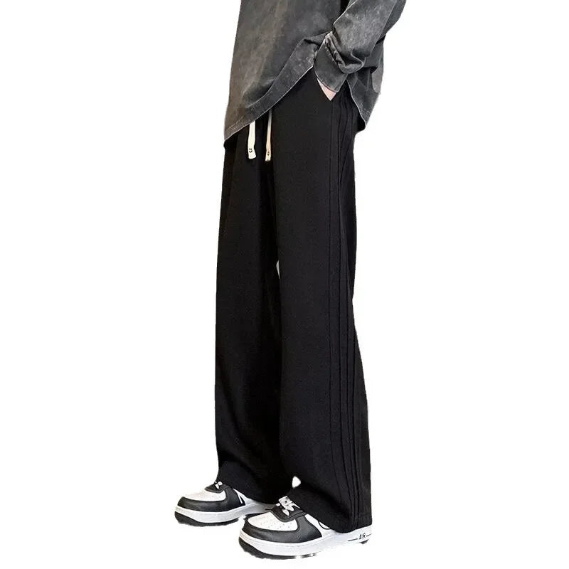 Casual Trousers Men's Spring Summer Style American Vintage Wide Leg Sports Couple Pants Draped Trousers Trendy-Style Heaven