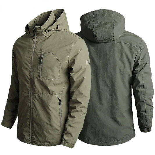 US Hot Sale Mens Outdoor Hiking Jackets Summer Military Multi-pockets Tactical Hunting Fishing Waterproof Hooded Thin Jacket Men-Style Heaven