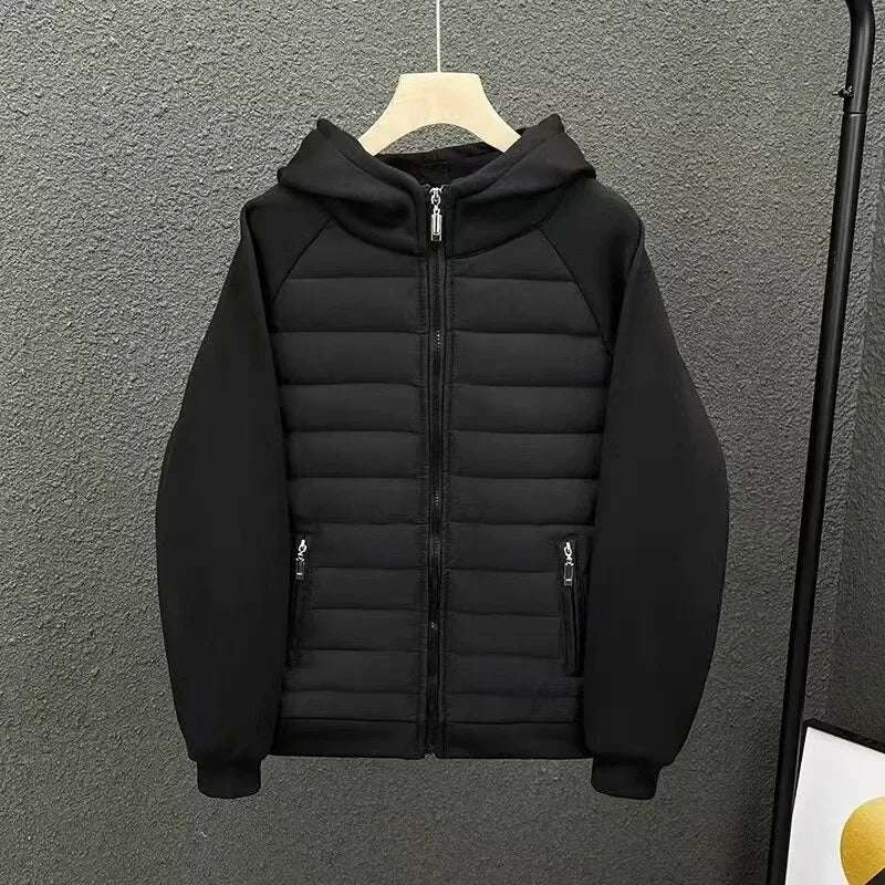 Outerwear - Hooded Solid Color Cotton Coat Jacket Grey Black Off-White Loose Fit Versatile Casual Unique Couple Style Jacket For Men