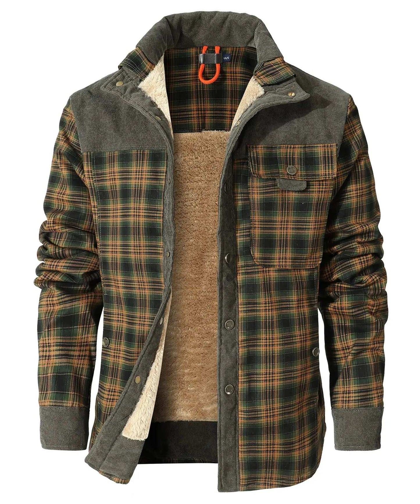 Coats & Jackets - Men's Bomber Jacket Plaid Sherpa Lined Flannel Shirt Jacket - Winter Warm Button-Up