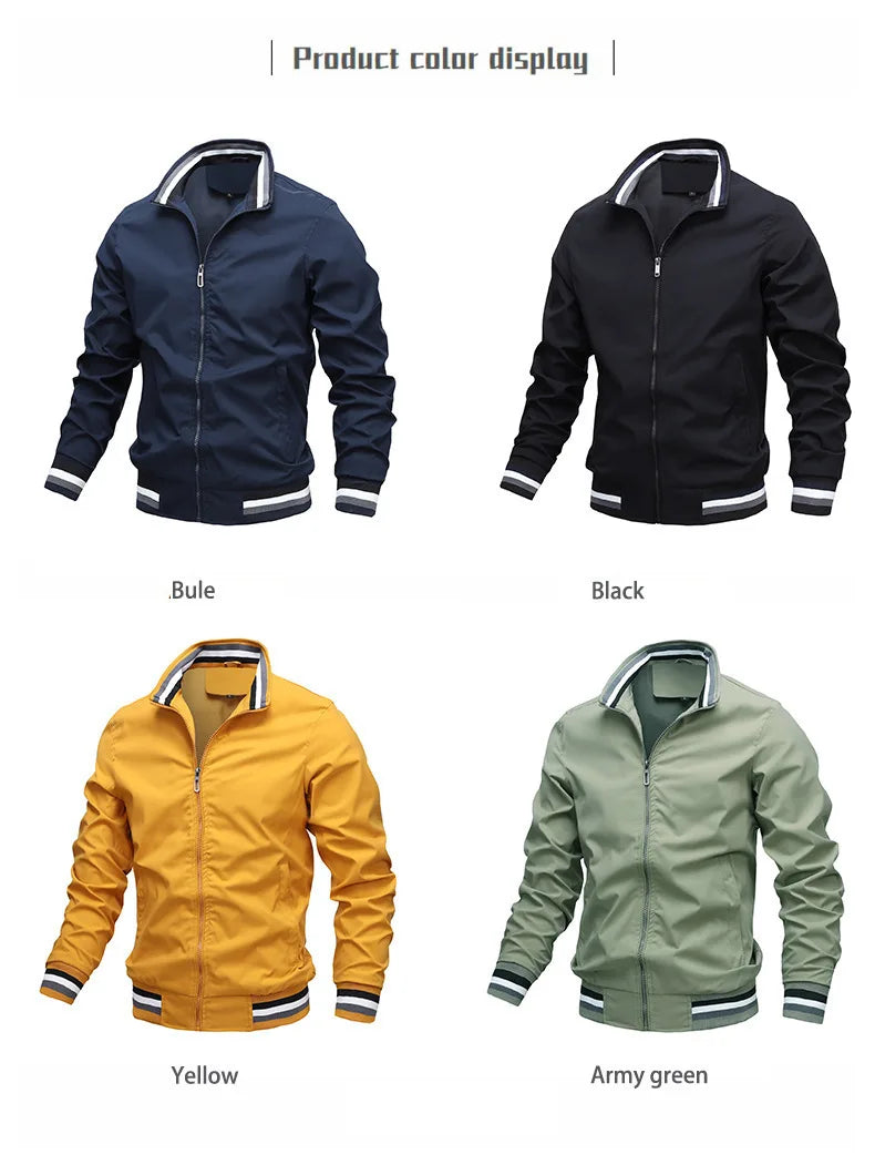 Spring and autumn new men's printed zipper collar jacket outdoor leisure motorcycle cross-country flight suit slim coat-Style Heaven