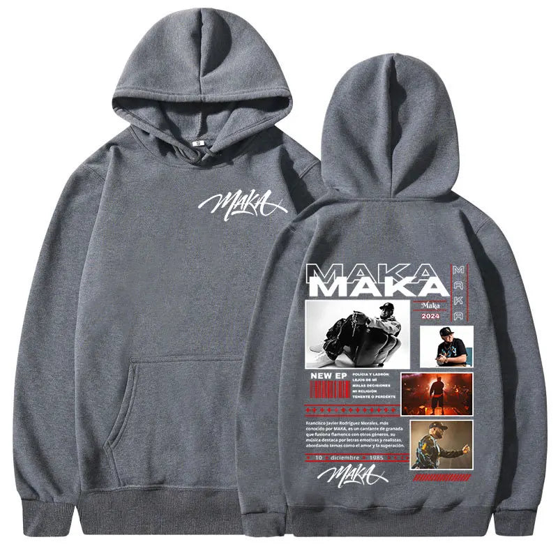 Rapper Maka Aura Tour Album 2025 Hoodies Men's Women Vintage Fashion Hooded Sweatshirts Hip Hop Oversized Pullovers Streetwear - Clothing Tops in ##color## by Style Heaven | High-Quality & Trendy Fashion