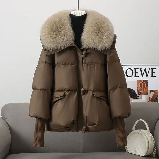 2024 Autumn and Winter New Korean Version of Fashion Everything Detachable Artificial Fur Collar Down Jacket Winter Coat Women