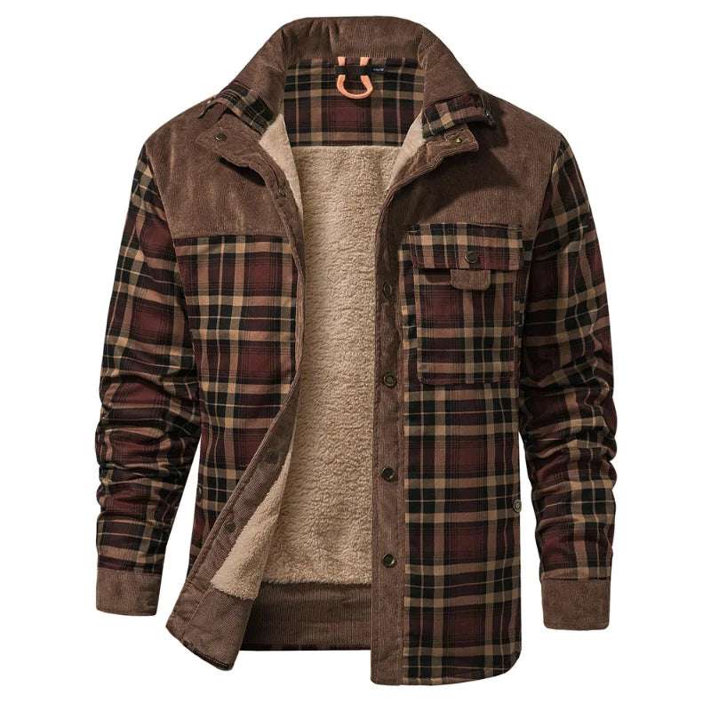 Coats & Jackets - Men's Bomber Jacket Plaid Sherpa Lined Flannel Shirt Jacket - Winter Warm Button-Up