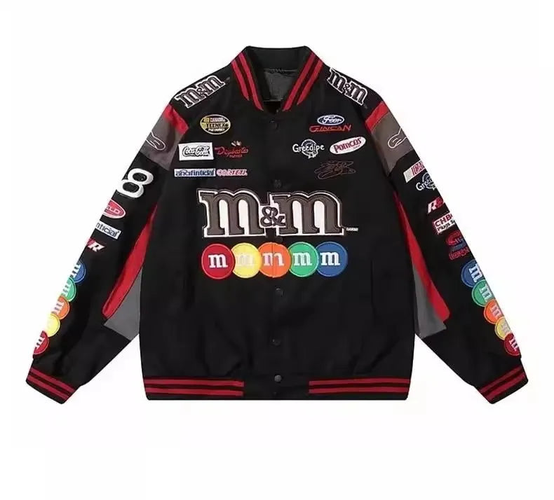 Bomber Jacket Men Women Hip Hop Embroidery Motorcycle Loose Baseball Coat Casual High Quality Street Racing Varsity Outerwear-Style Heaven