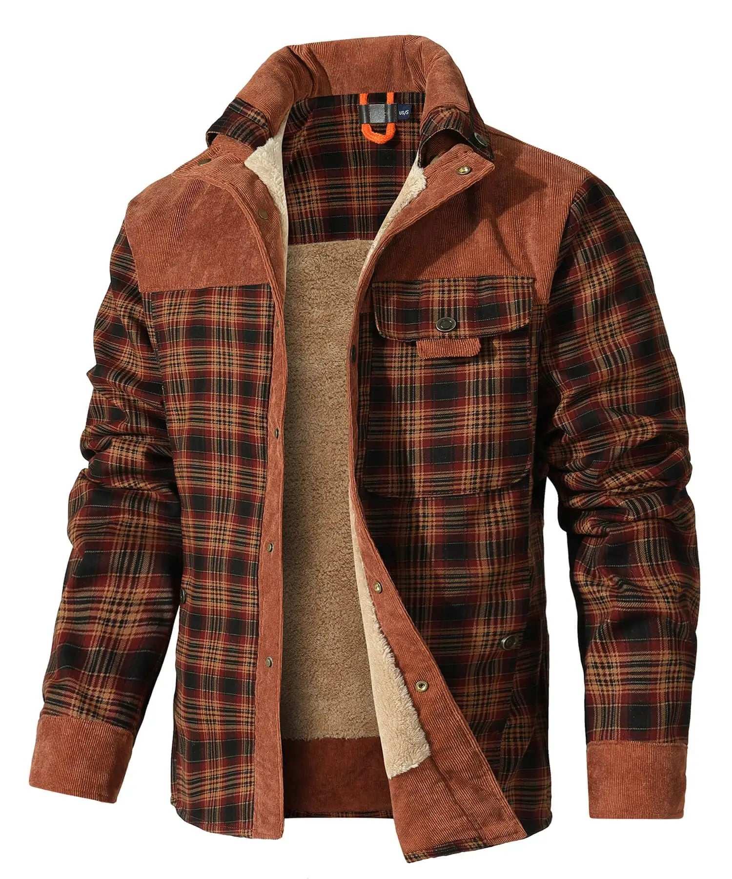 Coats & Jackets - Men's Bomber Jacket Plaid Sherpa Lined Flannel Shirt Jacket - Winter Warm Button-Up