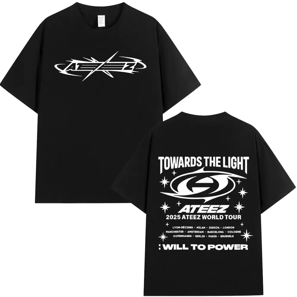 Korean Kpop 2025 Ateez World Tour Towards The Light: Will To Power T Shirt Men's Women Fashion Casual Cotton T-shirts Streetwear-Style Heaven