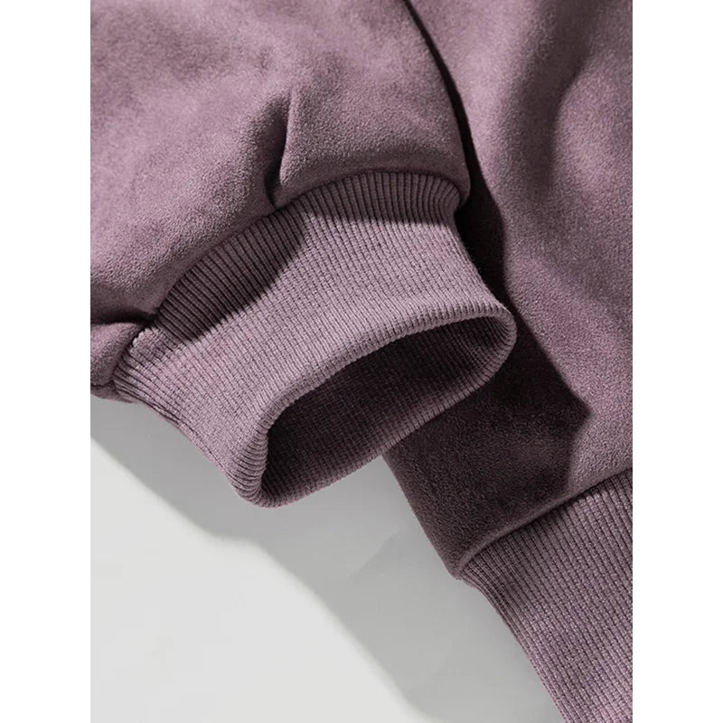 Purple Sweatshirt Mans Suede O Neck Autumn Winter Baggy Men Sweatshirts Casual Long Sleeve 2025 New Male Tops - Clothing Tops in ##color## by Style Heaven | High-Quality & Trendy Fashion