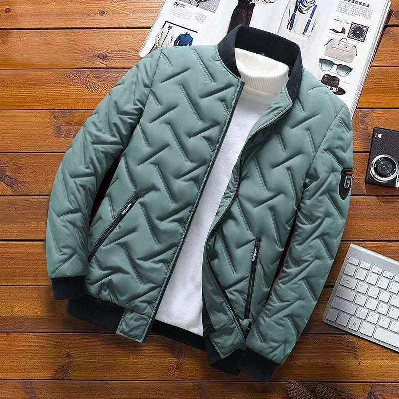 Outerwear - Autumn/Winter New Men's Cotton Coat Jacket 2025 Trendy Stand Collar Lightweight Warm Top Wholesale Casual Scene Regular Type