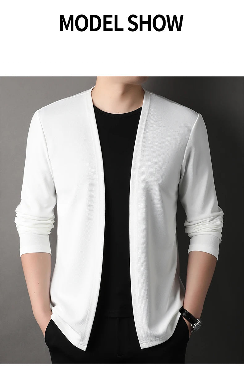 Top Quality Open New Brand Fashion Knit Mens Cardigan Thin Korean Sweater Casual Japanese Solid Coats Jacket Mens Clothing - Clothing Tops in ##color## by Style Heaven | High-Quality & Trendy Fashion