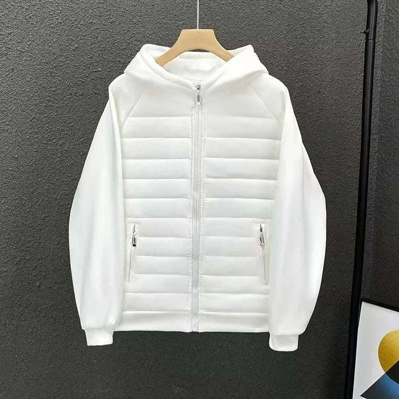 Outerwear - Hooded Solid Color Cotton Coat Jacket Grey Black Off-White Loose Fit Versatile Casual Unique Couple Style Jacket For Men