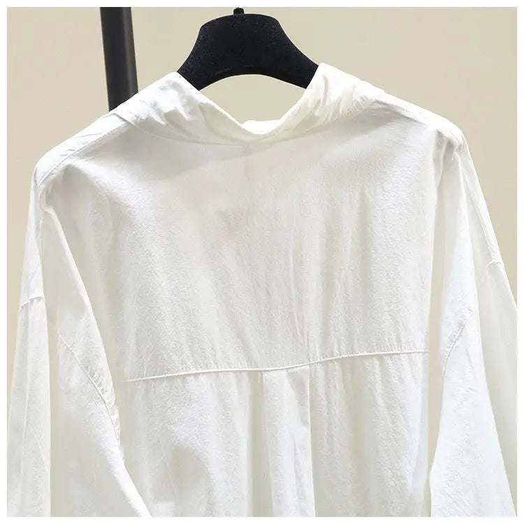 100% Pure Cotton Gradient Long Sleeved Shirt Spring Autumn New Casual Loose Loose Blouse Tops Commuting Trendy Clothes for Women-Style Heaven