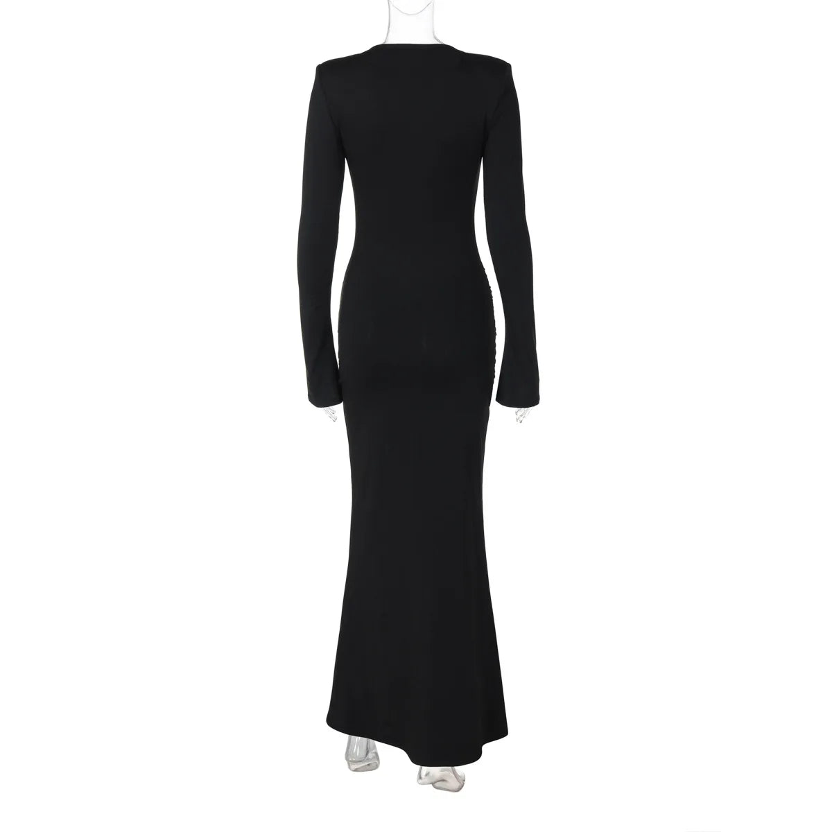 Autumn Fashion Black Maxi Dress For Women Pleated Slim High Waist Long Sleeve Elegant Sexy Party Dress Ladies Y2k Dress-Style Heaven