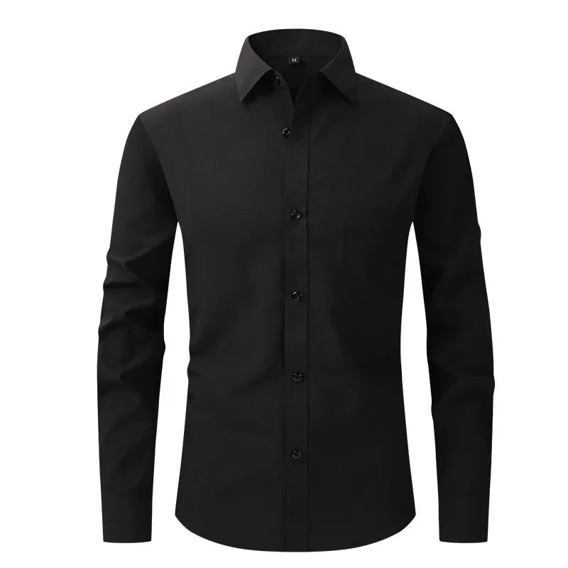 US Size Elastic Shirt New Men's Business and Leisure Long Sleeved Shirt Slim Fit Professional Dress Best-selling Seasonal Style - Clothing Tops in ##color## by Style Heaven | High-Quality & Trendy Fashion