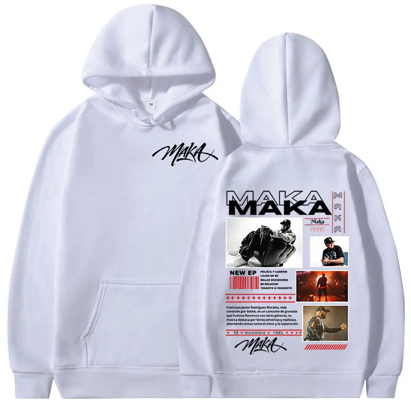 Rapper Maka Aura Tour Album 2025 Hoodies Men's Women Vintage Fashion Hooded Sweatshirts Hip Hop Oversized Pullovers Streetwear - Clothing Tops in ##color## by Style Heaven | High-Quality & Trendy Fashion