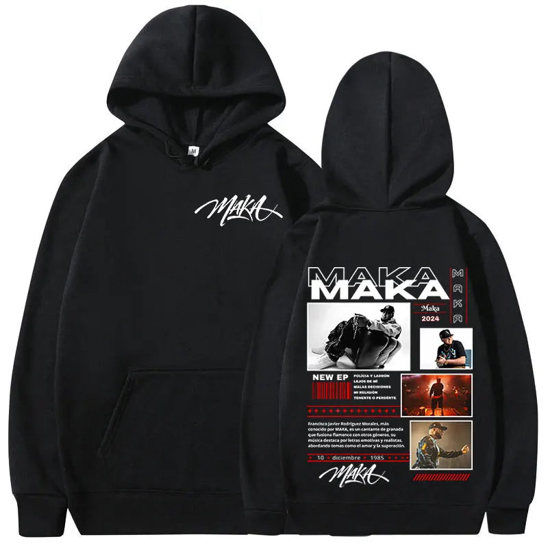 Rapper Maka Aura Tour Album 2025 Hoodies Men's Women Vintage Fashion Hooded Sweatshirts Hip Hop Oversized Pullovers Streetwear - Clothing Tops in ##color## by Style Heaven | High-Quality & Trendy Fashion