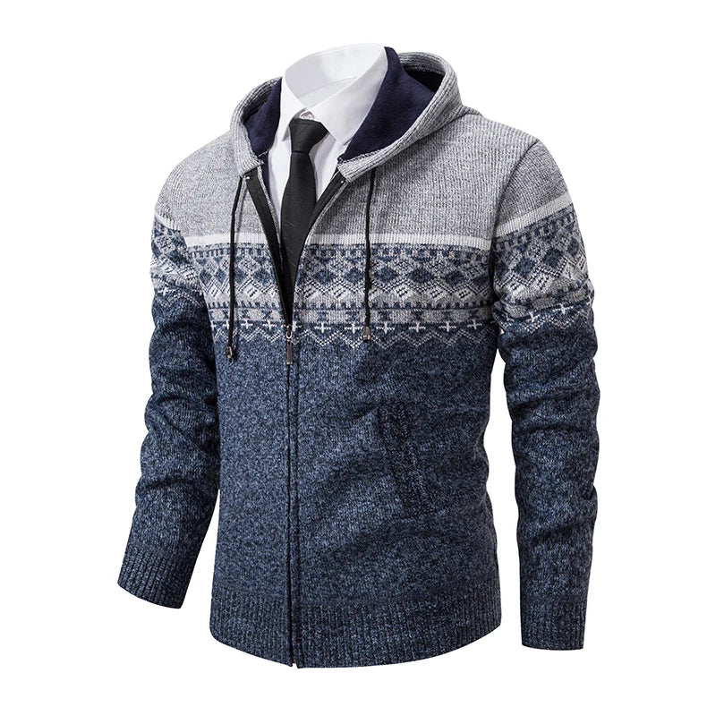 Autumn Winter Men's Sweater Coat Hooded Warm Knitted Cardigan Versatile Casual Knitted Jacket Coat M-3XL-Style Heaven