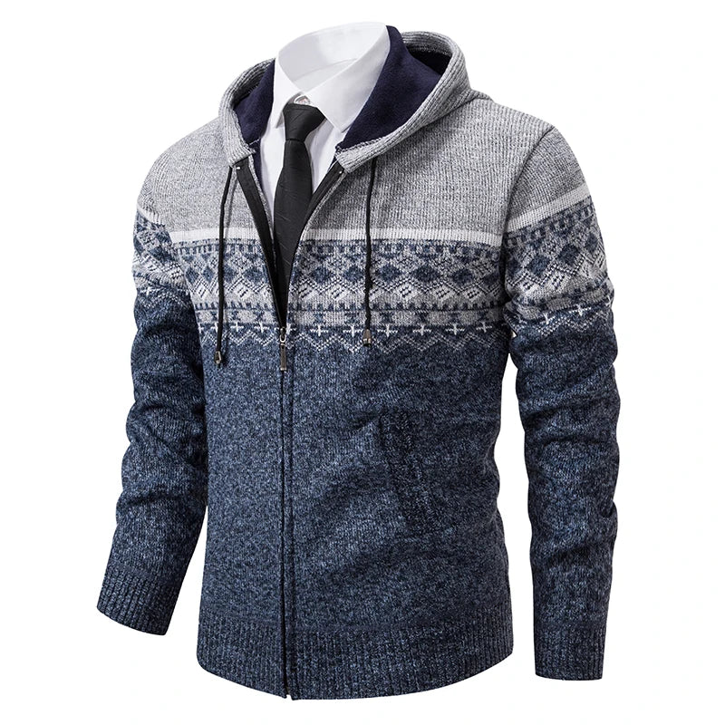 Autumn Winter Men's Sweater Coat Hooded Warm Knitted Cardigan Versatile Casual Knitted Jacket Coat M-3XL-Style Heaven