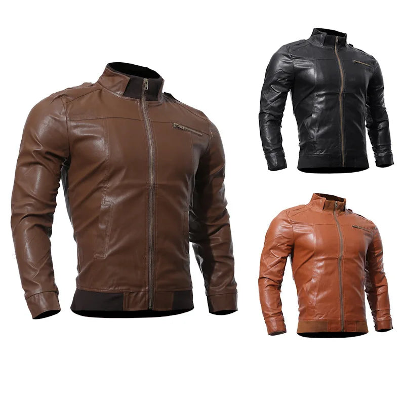 2025 Brand New Men's Motorcycle Leather Jacket Slim Men Leather Jacket Outer Wear Clothing For Male Garment Man Jackets-Style Heaven