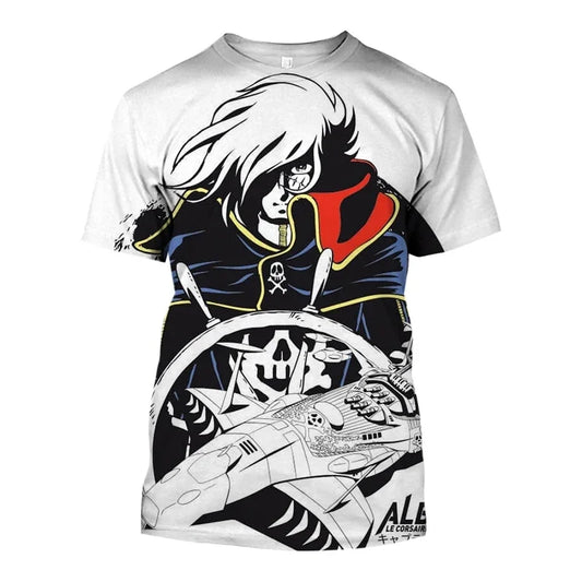 Space Pirate Captain Harlock Albator T-Shirts Anime 3D Print Streetwear Men Women Casual Fashion Oversize T Shirt Kids Tees Tops-Style Heaven