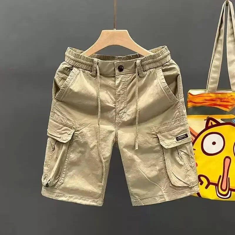 Men's Loose Fit Casual Shorts Summer Thin Section Five Piece Work Trousers Drawstring Leather Belt Straight Leg Mid Trousers Mul-Style Heaven