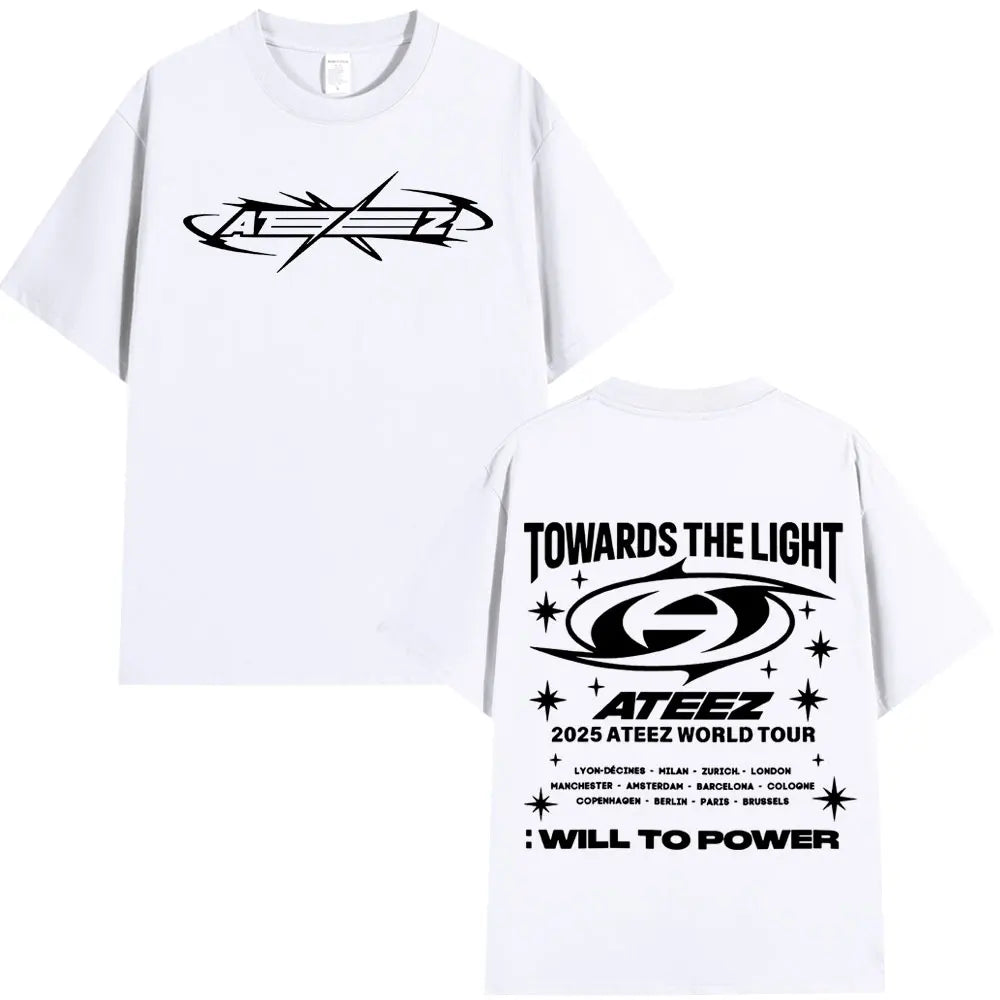 Korean Kpop 2025 Ateez World Tour Towards The Light: Will To Power T Shirt Men's Women Fashion Casual Cotton T-shirts Streetwear-Style Heaven