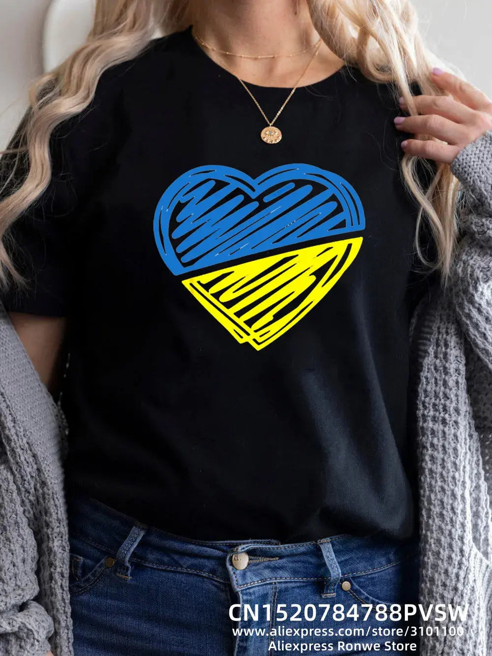 Heartbeat Blue Yellow Women Print T-shirt Girl Y2K Short Sleeve Tee Tops Lady 90S Sweetshirts Female Harajuku Clothing-Style Heaven