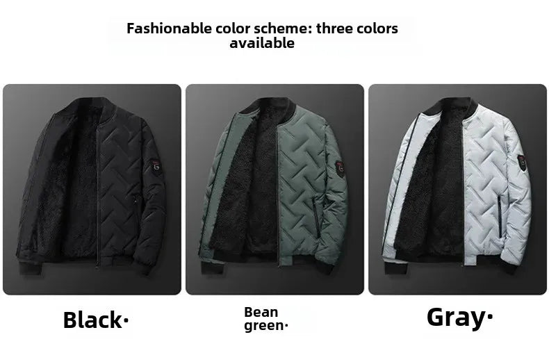 Quality Fleece-Lined Men's Jacket Autumn Winter Cotton Coat Korean Trendy Style Loose Fit Parkas For Outerwear-Style Heaven